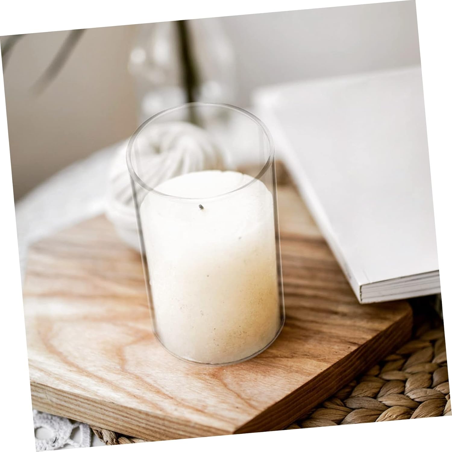Luxshiny Clear Glass Candle Cups 4pcs Simple Decorative Holders