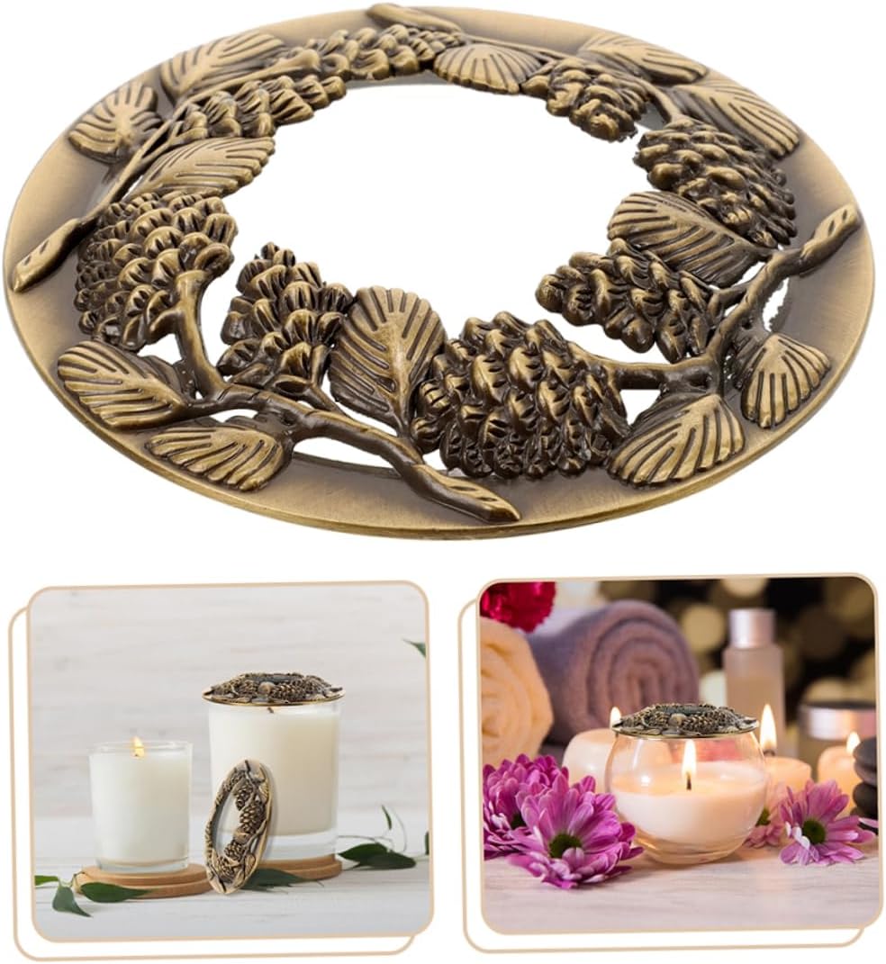 DOITOOL 2pcs Hollow Candle Jar Lid Metal Covers