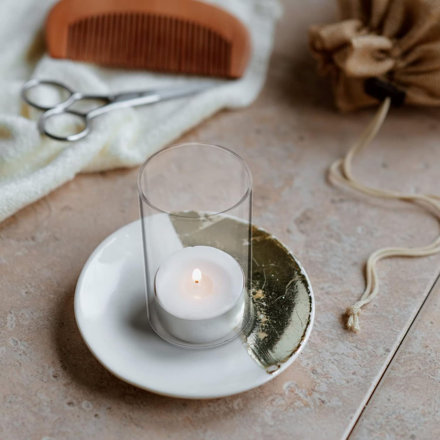 Cabilock 4pcs Glass Candle Lampshade Cover for Pillar Candles