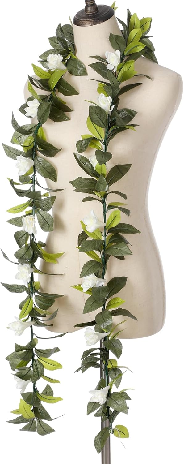 Riceshoot Hawaiian Maile Lei Garland 656 ft Green White Tuberose Flower Necklace