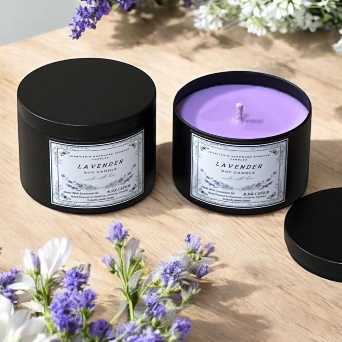 Coloch 24 Pack 8 Oz Black Matte Metal Candle Tins with Lid