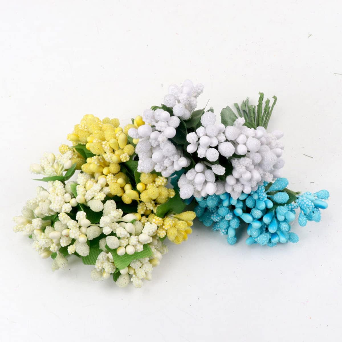 QueenBox 12 Pcs Artificial Pearl Berry Flowers for Decor