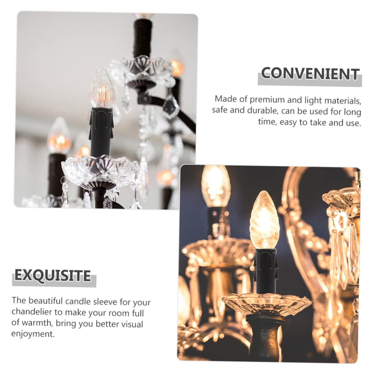 24pcs Tear Drop Candle Covers for Chandelier Sockets