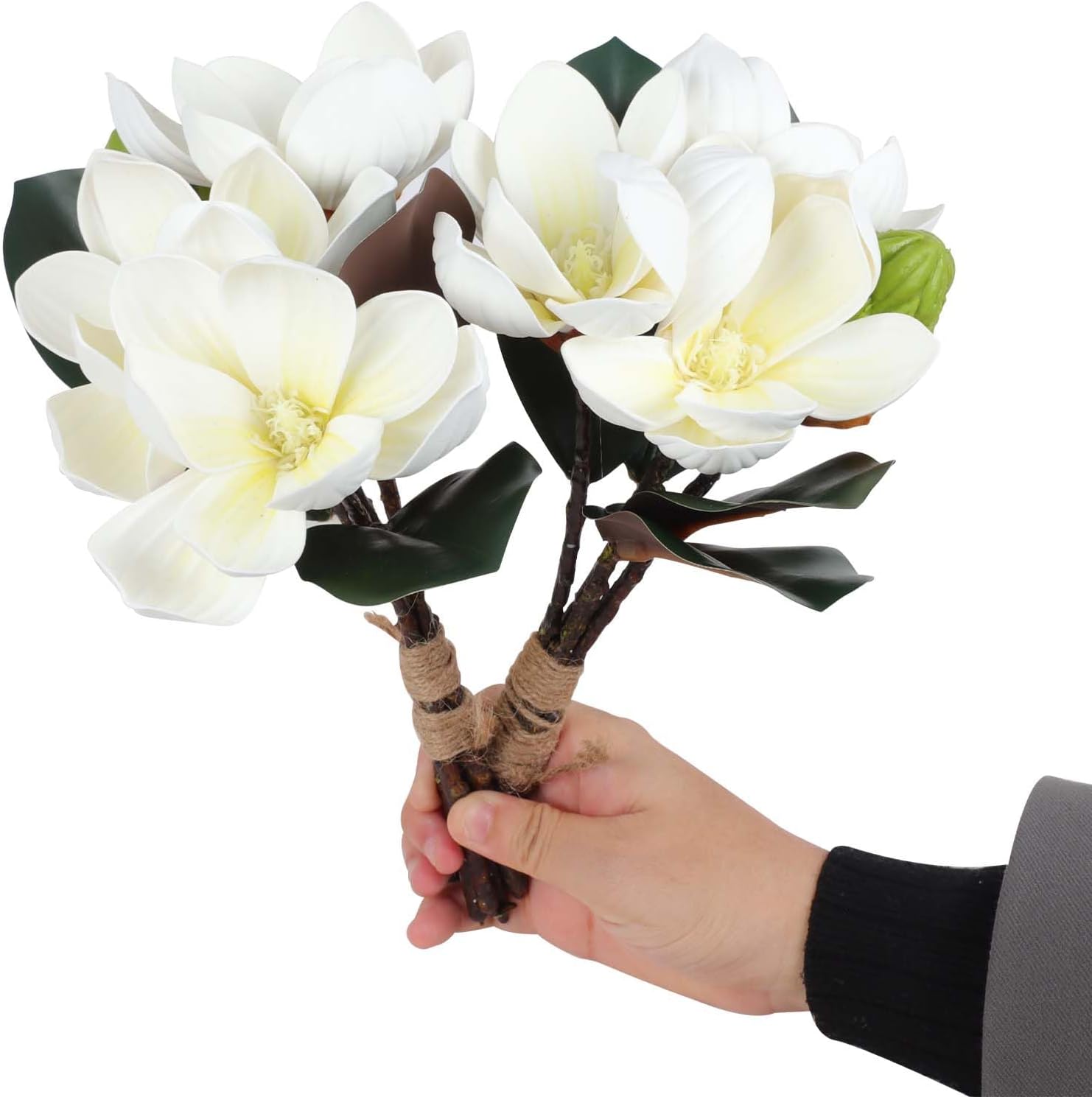 Lovmeety 2 Bundles Artificial Magnolia Flowers