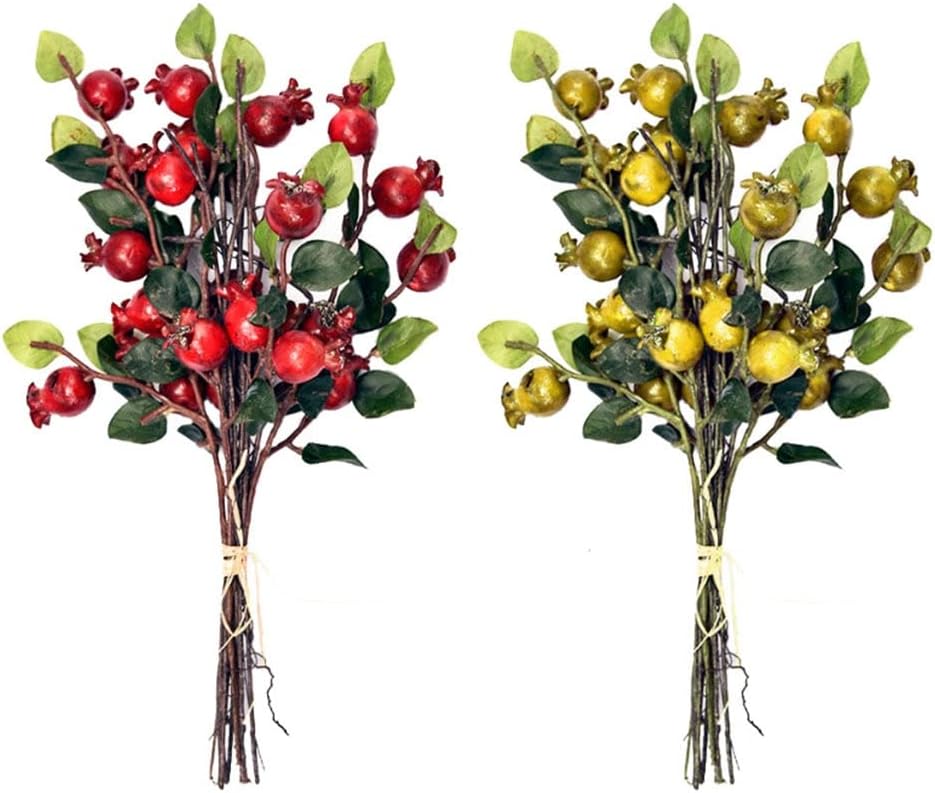 SHQ Artificial Flowers Pomegranate Gray Bunch Decor