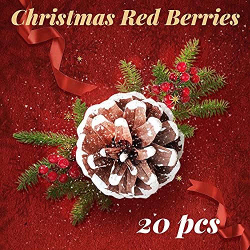 20 Pack Artificial Red Berry Stems for Christmas Decor