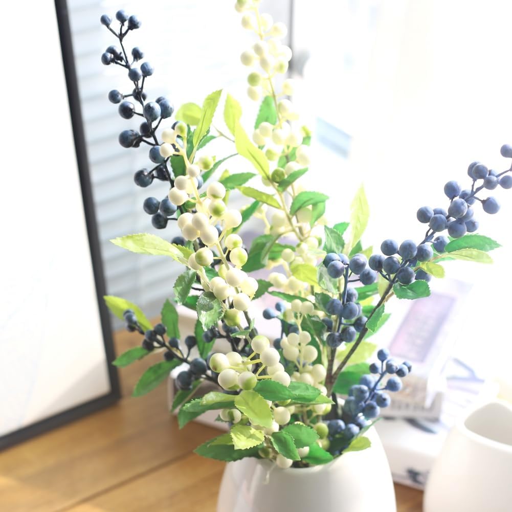 Valcatch Artificial Berries White Lifelike Faux Fruit