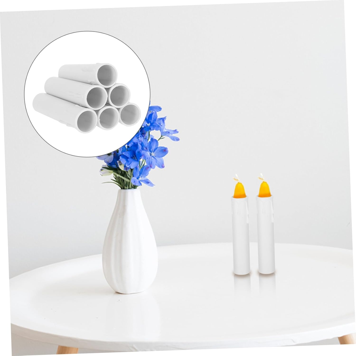 Happyyami 20pcs White Votive Candles with Candle Holders