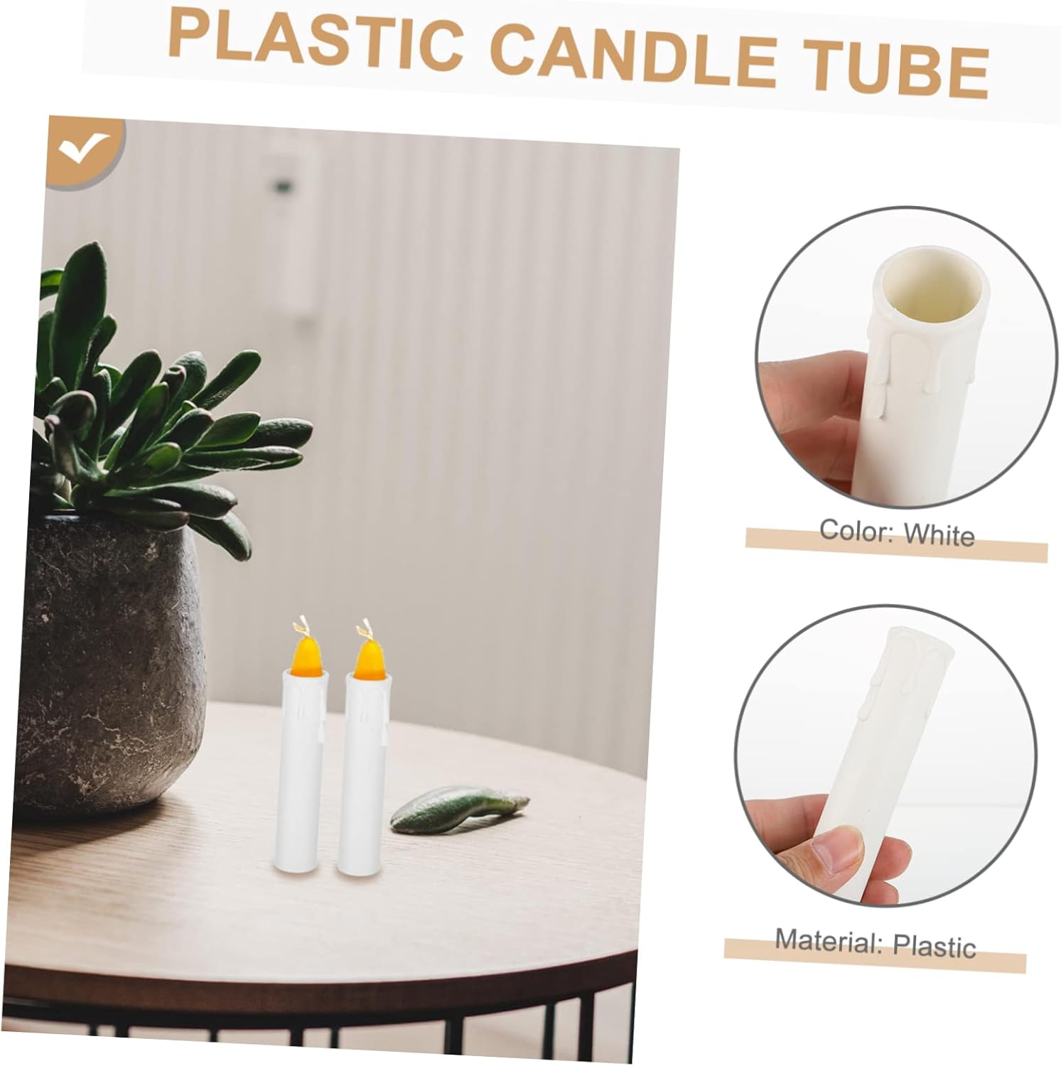 Happyyami 20pcs White Votive Candles with Candle Holders