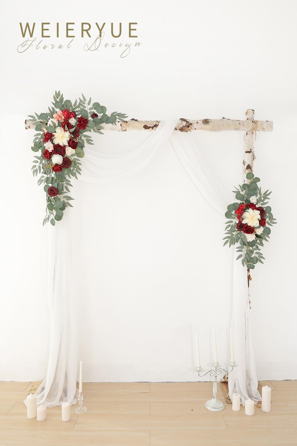 Burgundy Wedding Arch Flowers Kit with Drape