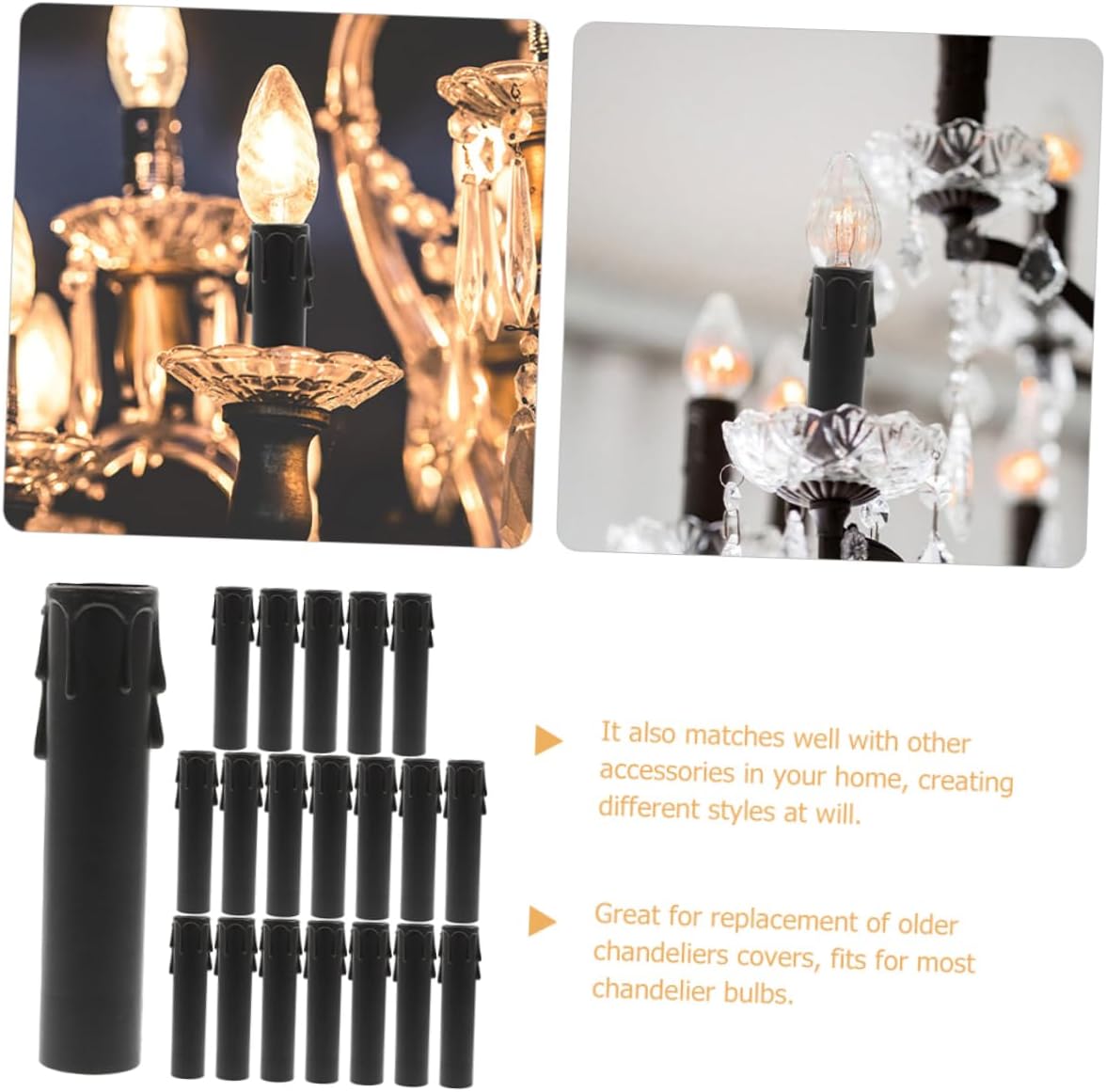 Happyyami 20pcs Chandelier Socket Covers for Candle Drip Protection