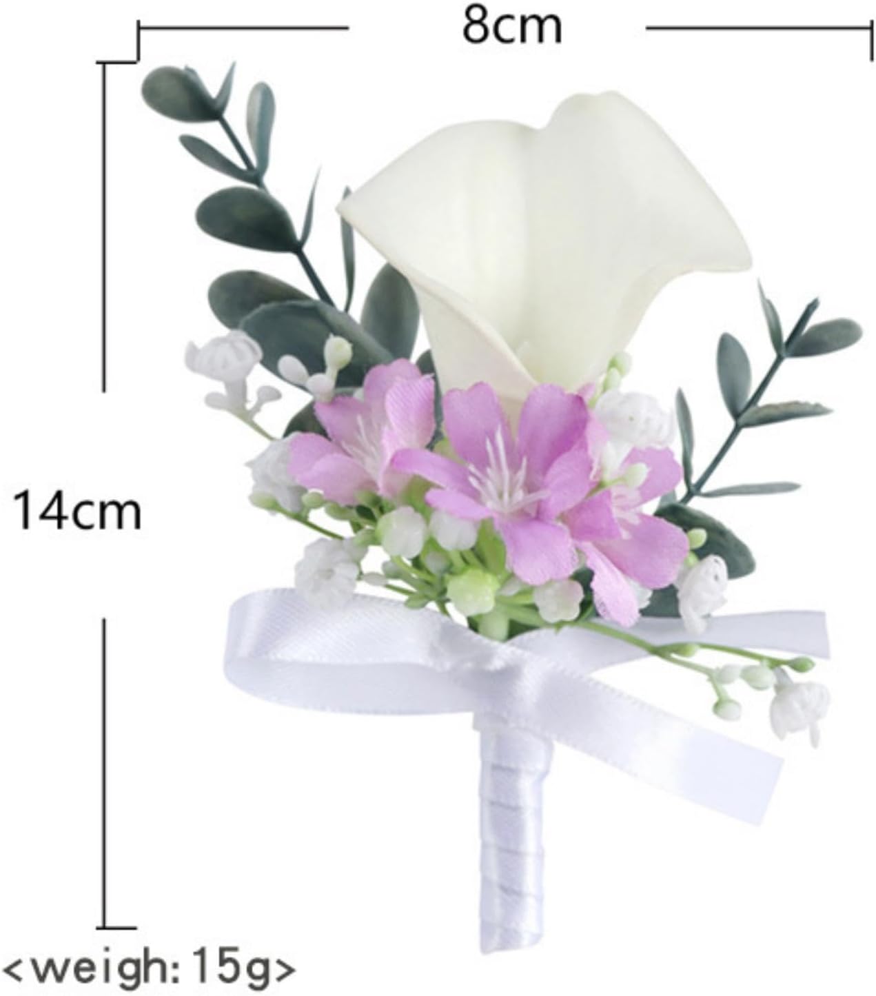 White Calla Lily Boutonniere for Men Wedding