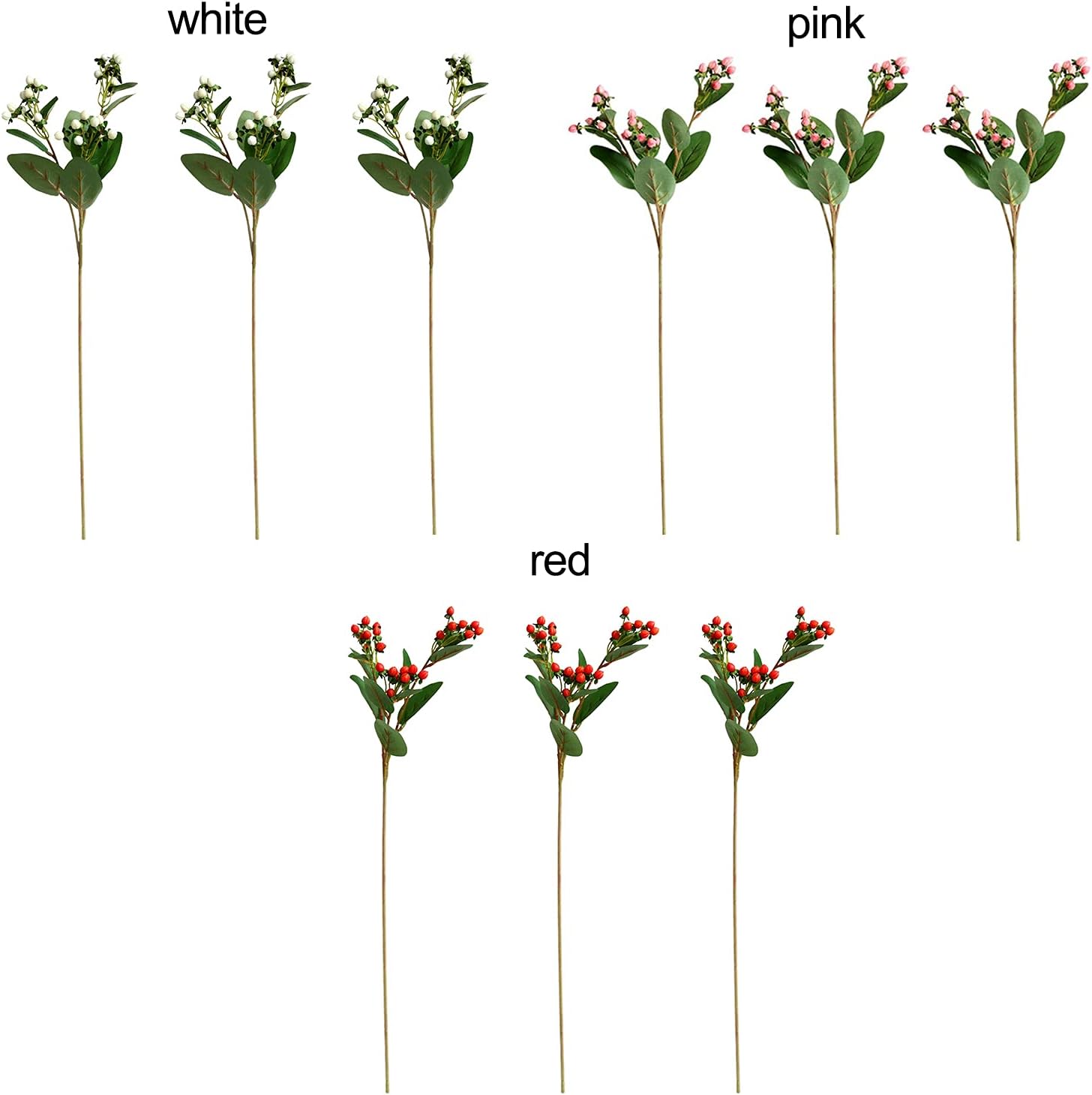 3Pcs Artificial Hypericum Berry Stem for Wedding Home Decor