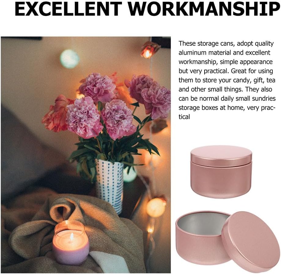 24 Pcs Pink Aluminum Candle Tins for DIY and Storage