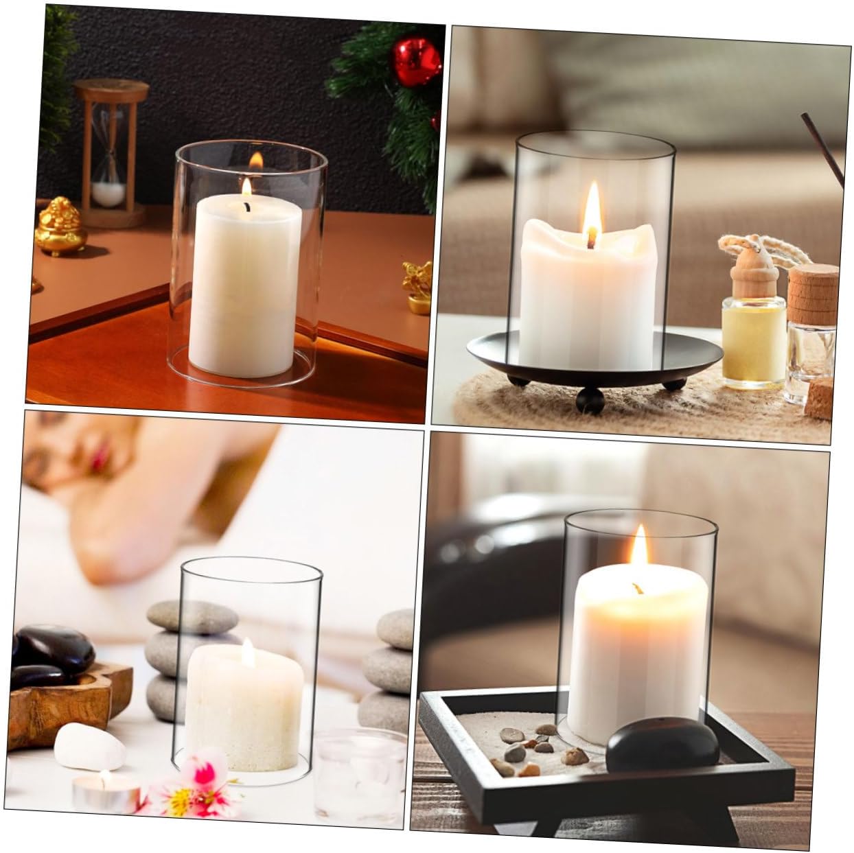 2pcs Glass Tealight Candle Shades Hurricane Style Decorative Holder Supplies