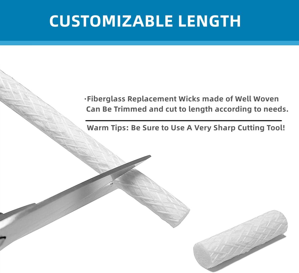 Replacement Fiberglass Wicks for Tiki Candles 05x1378 Inch Pack of 16