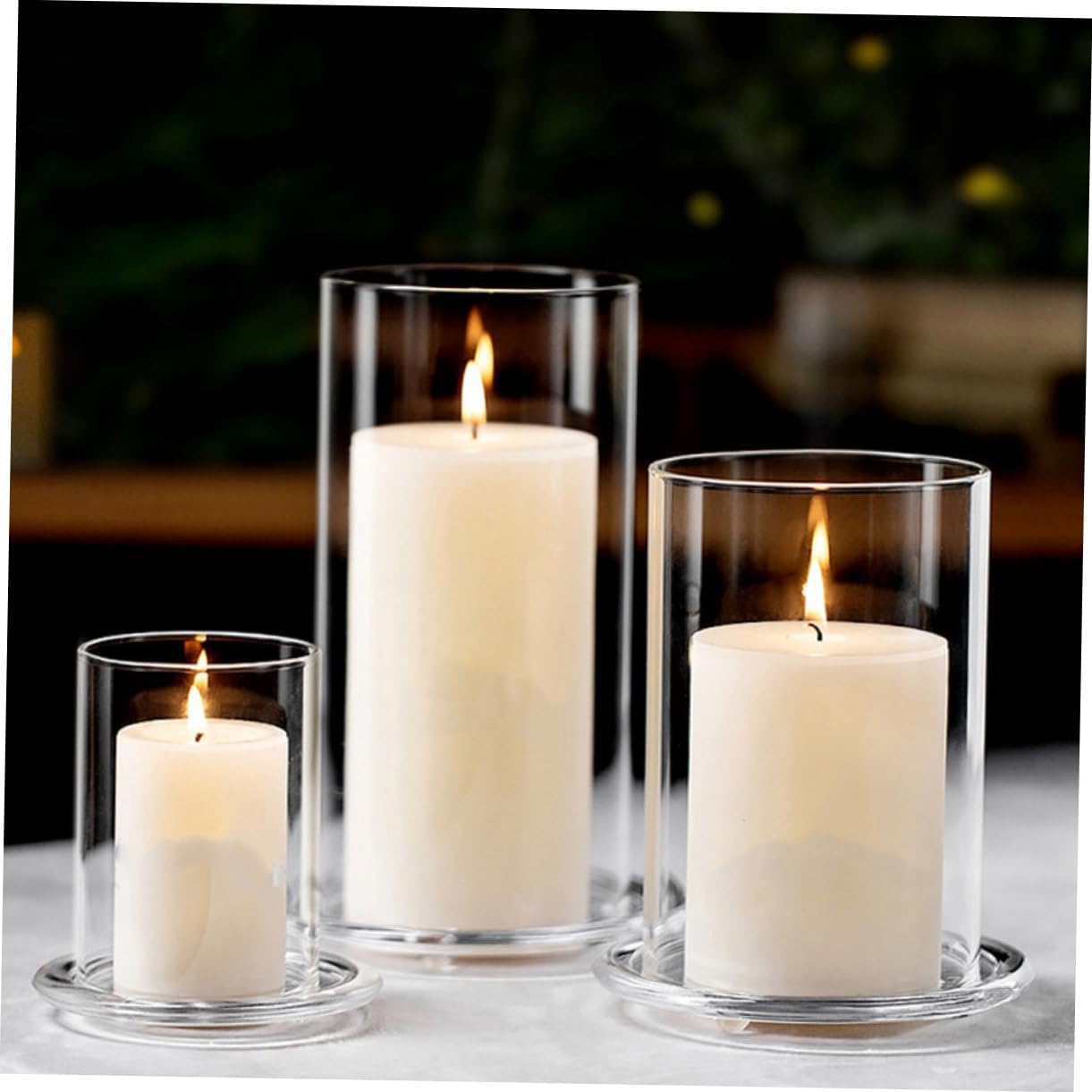Glass Candle Holder Sleeve Open Ended Chimney Shade for Pillar Candles