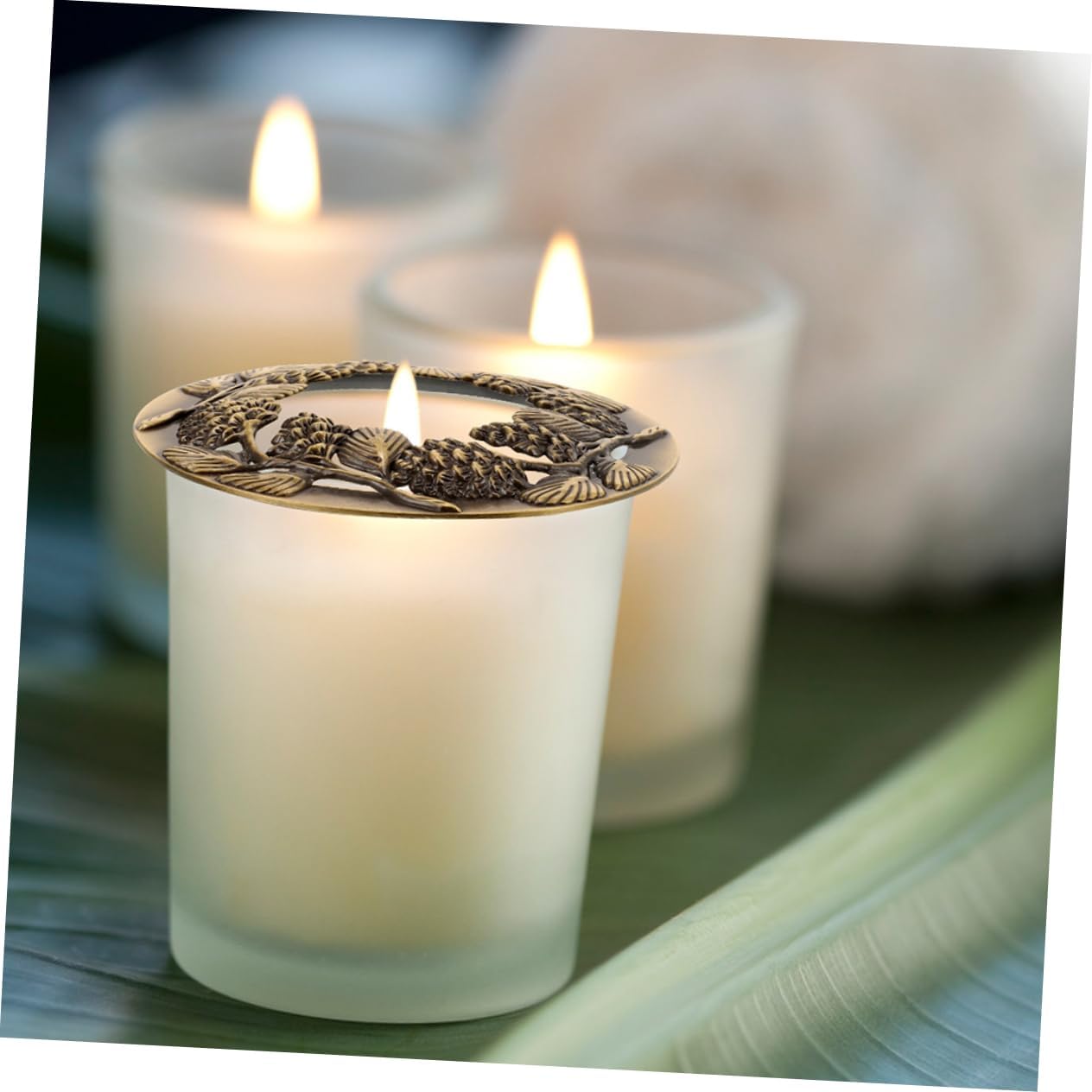 TEHAUX 2pcs Metal Candle Toppers for Jar Candles