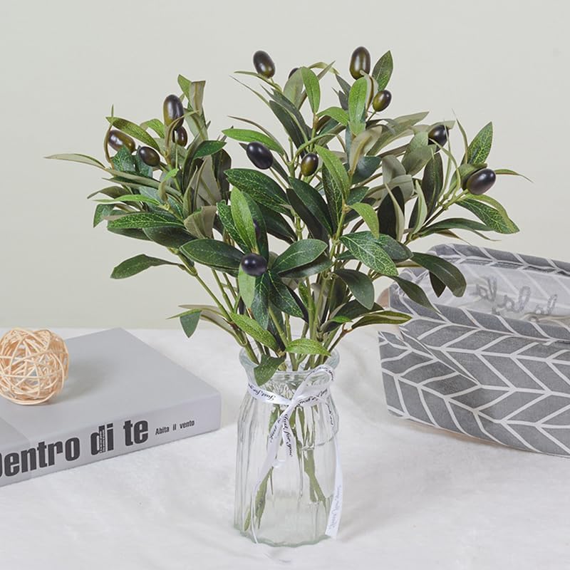 CLoxks Artificial Olive Branches 4 Pcs for Vases