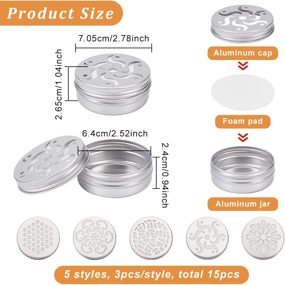 BENECREAT 15 Pack 2 Oz Aluminum Tins with Hollow Lid