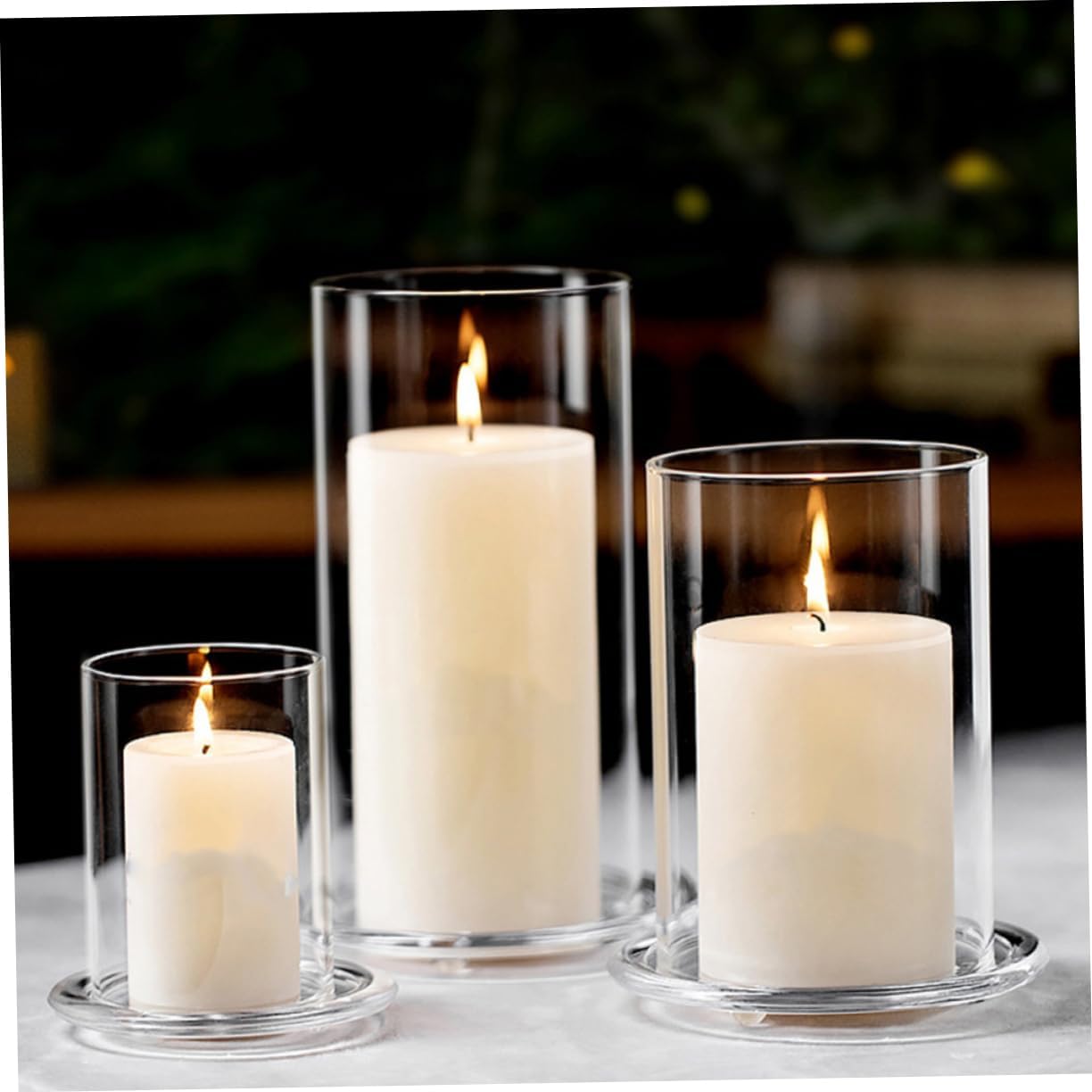 3pcs Glass Candle Holder Sleeves Windproof Cover Home Decor