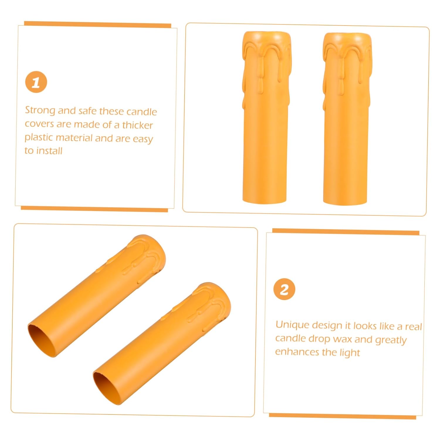 20pcs Lightweight Plastic Candle Sleeves with Drip Design for Home and Events