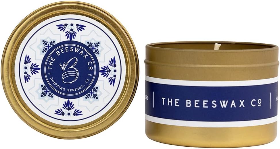 The Beeswax Co Santorini Travel Candle Tin - 6oz Natural Honey Scented