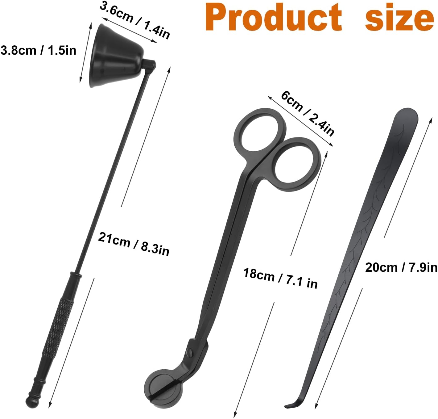 3 in 1 Candle Accessory Set - Black