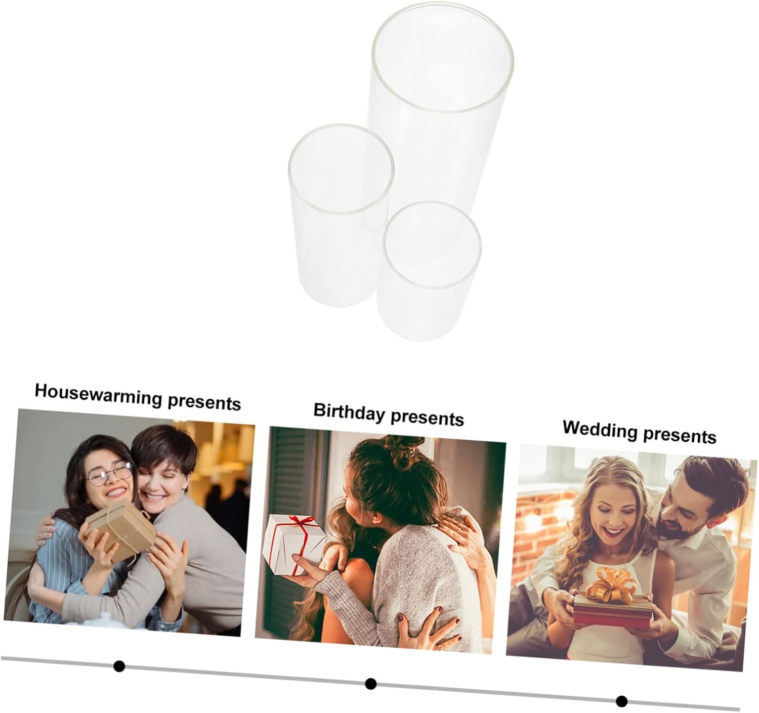 3Pcs Glass Cylinder Vase for Flowers and Decor 1