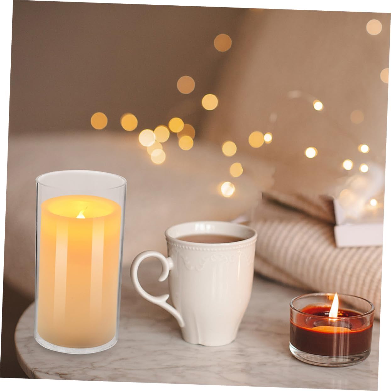 Zerodeko 4pcs Glass Candle Covers Windproof Cylinder Holders for Restaurants and Cafes