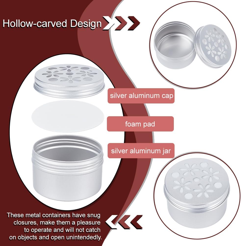 PH PandaHall 12pcs Aluminum Tins with Hollow Lids