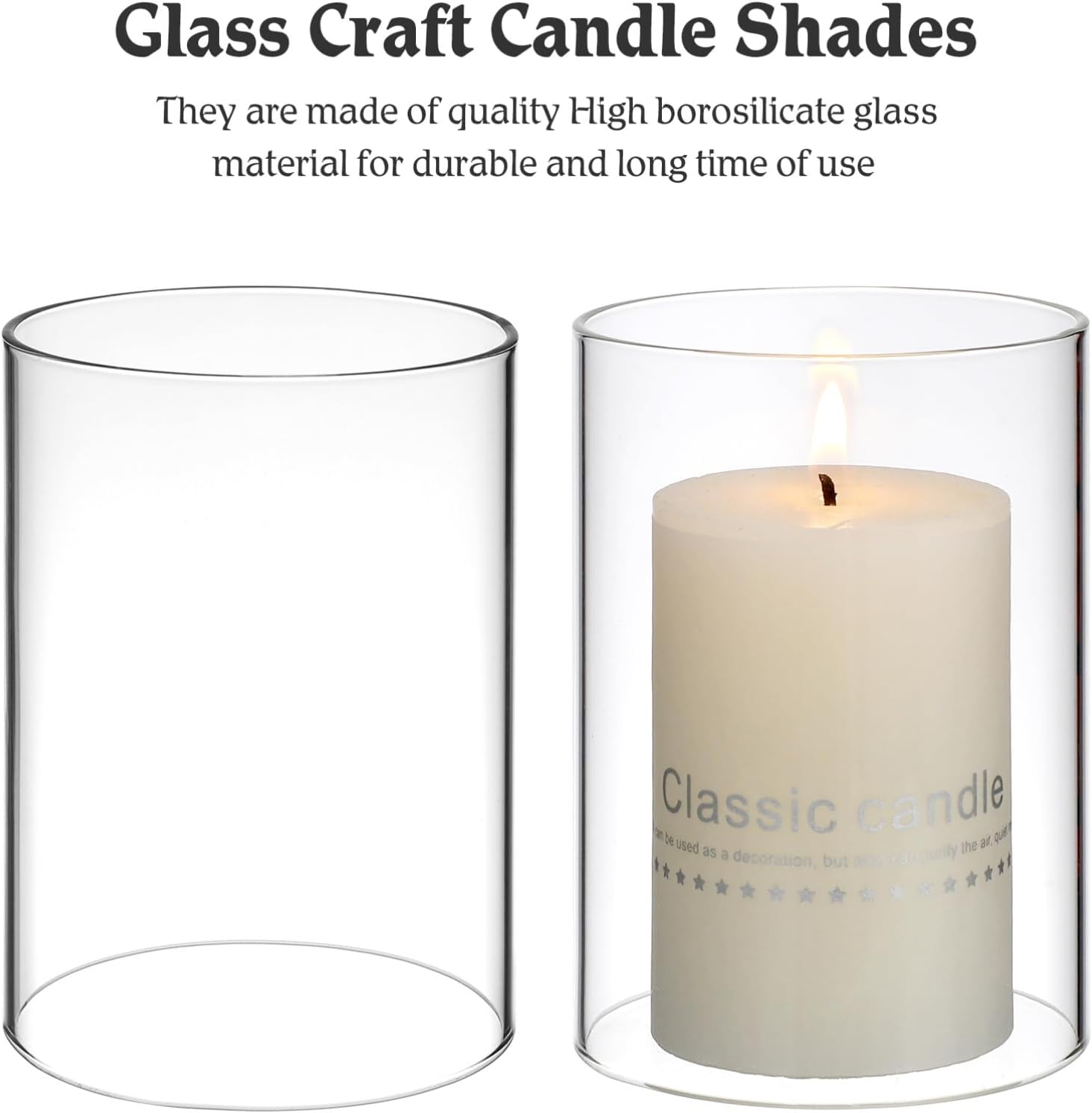 Clear Glass Candle Holder Sleeves 2Pcs Open End