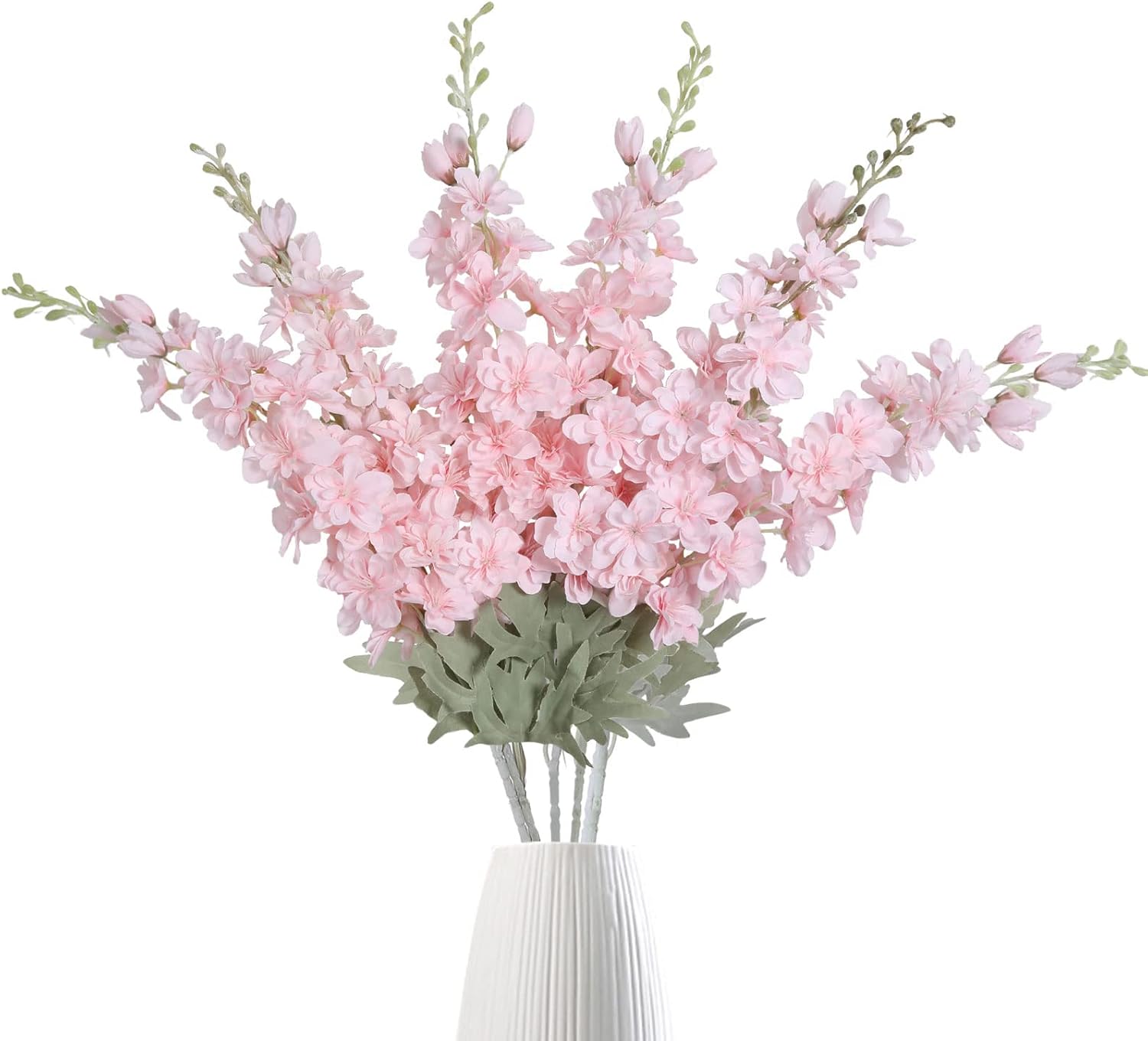 IPOPU Pink Delphinium Artificial Flowers 6pcs Real Look