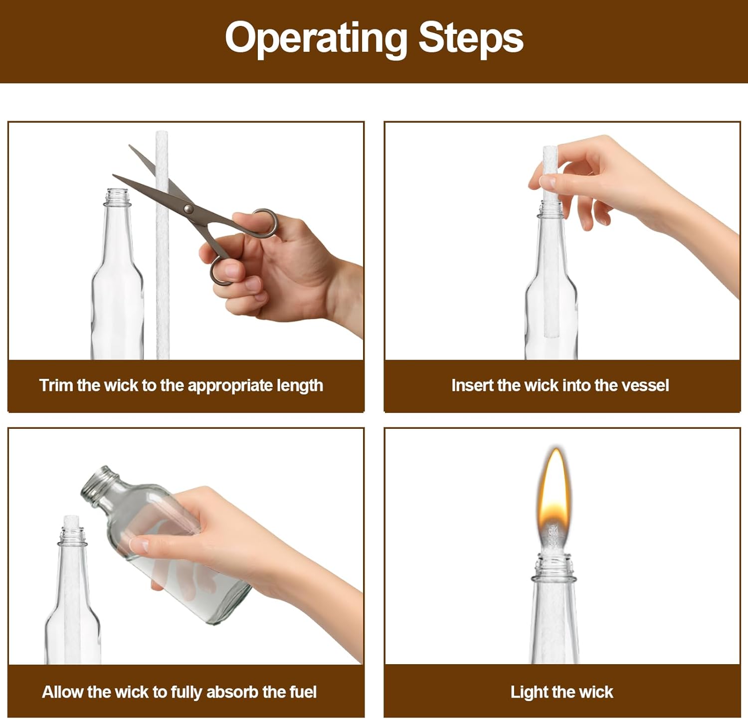 Light Long Life Fiberglass Wicks for Tiki Candles
