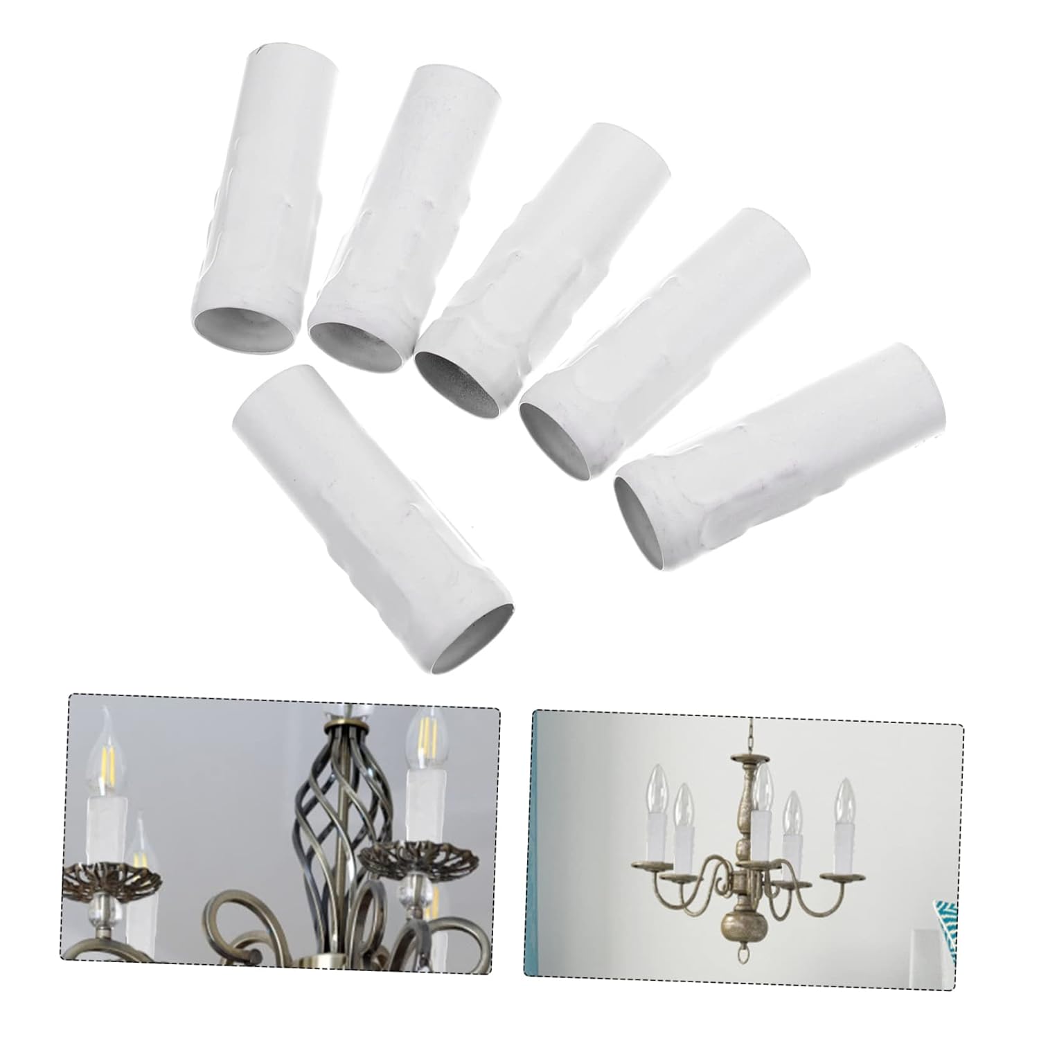 Wakauto 6Pcs Teardrop Candle Socket Covers for Chandeliers