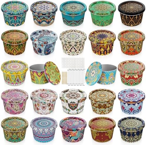 Nexuraze 24-Pack Candle Tins with Lids and Wicks