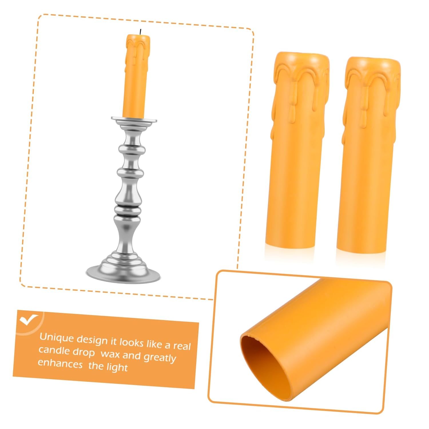 POPETPOP 20 Pcs Tear Pattern Plastic Candle Sleeves for Chandeliers