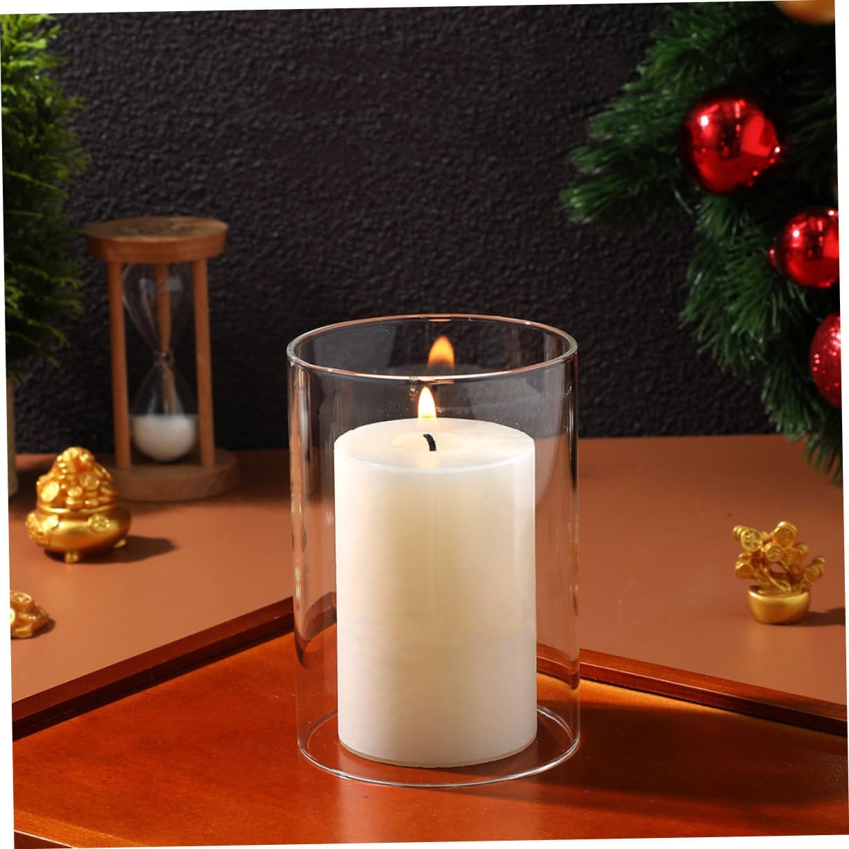 2pcs Glass Tealight Candle Shades Hurricane Style Decorative Holder Supplies