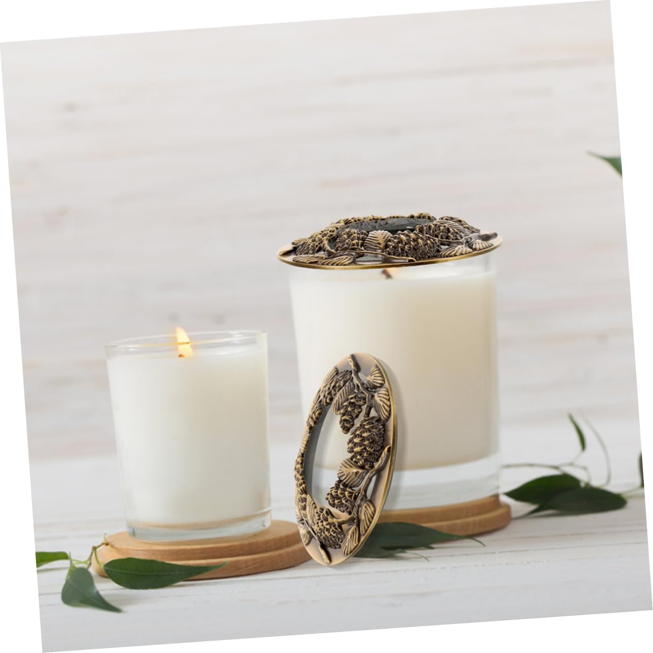 TEHAUX 2pcs Metal Candle Covers for Jar Scented Candles