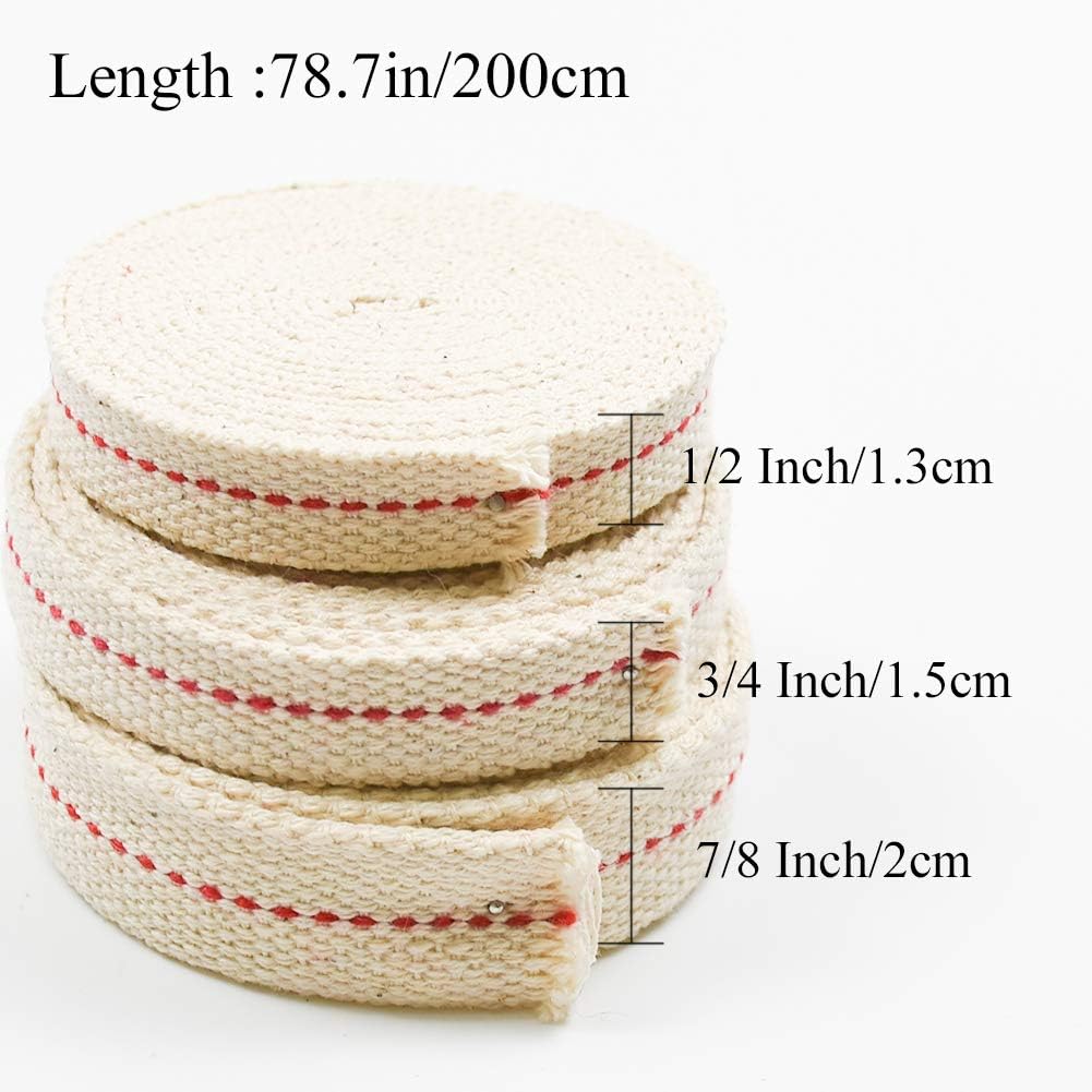 3 Rolls 195 Foot Cotton Flat Oil Lamp Wicks