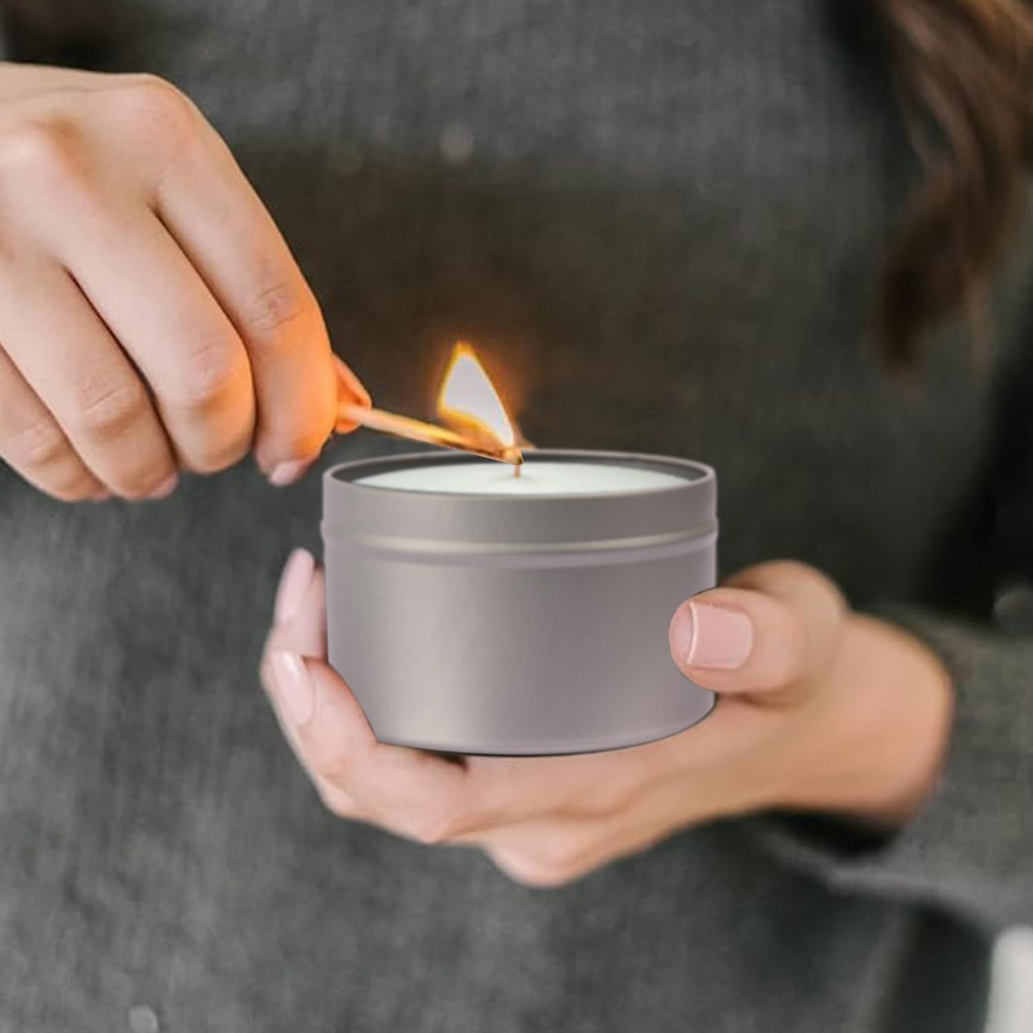 GENHAKON 36 Pack 8 oz Silver Candle Tins for Candles