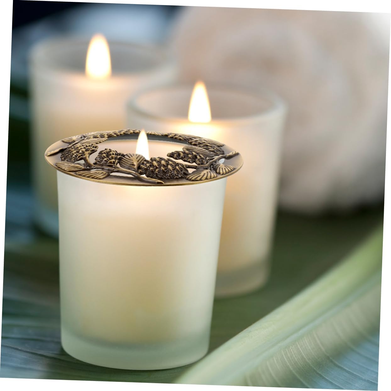 Operitacx 2pcs Metal Candle Jar Topper Antique Hollow Shade Sleeves