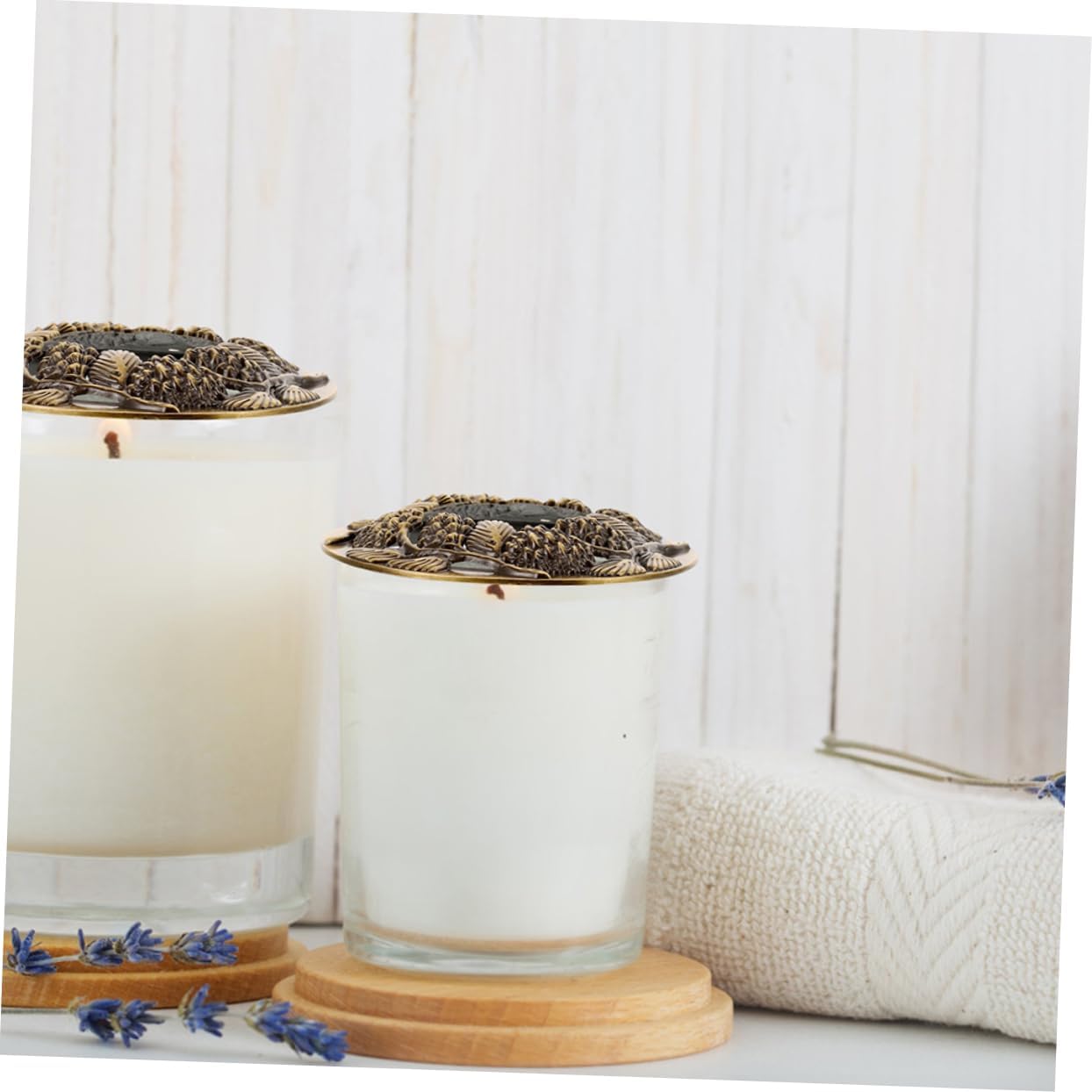 TEHAUX 2pcs Metal Candle Toppers for Jar Candles