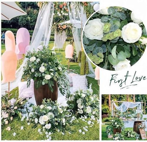 Elegant Wedding Aisle Runner Flowers with Greenery