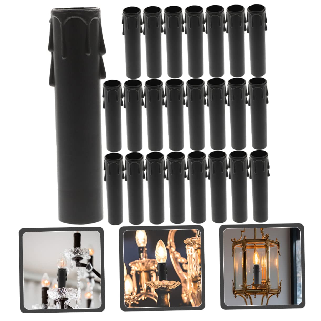 HOMSFOU 24pcs Tall Candle Socket Covers for Home Decor