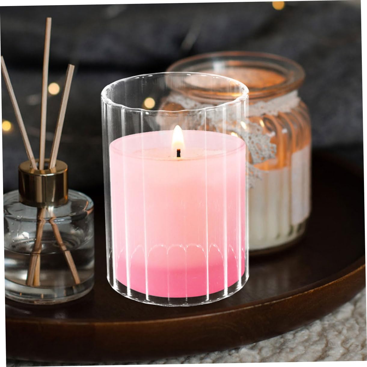 MAGICLULU Clear Glass Candle Holder Sleeve for Pillar and Taper Candles