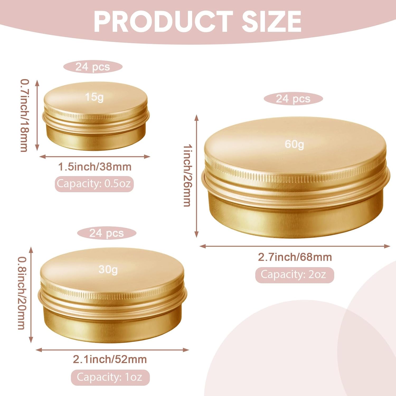 Chumia 144 Pcs Metal Round Tins with Screw Lids