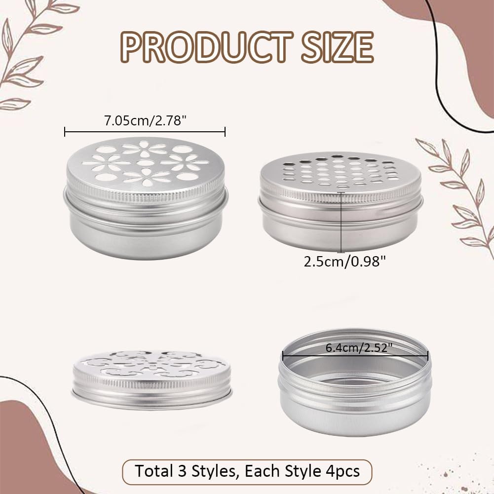 PH PandaHall 12pcs Aluminium Tins with Hollow Lids