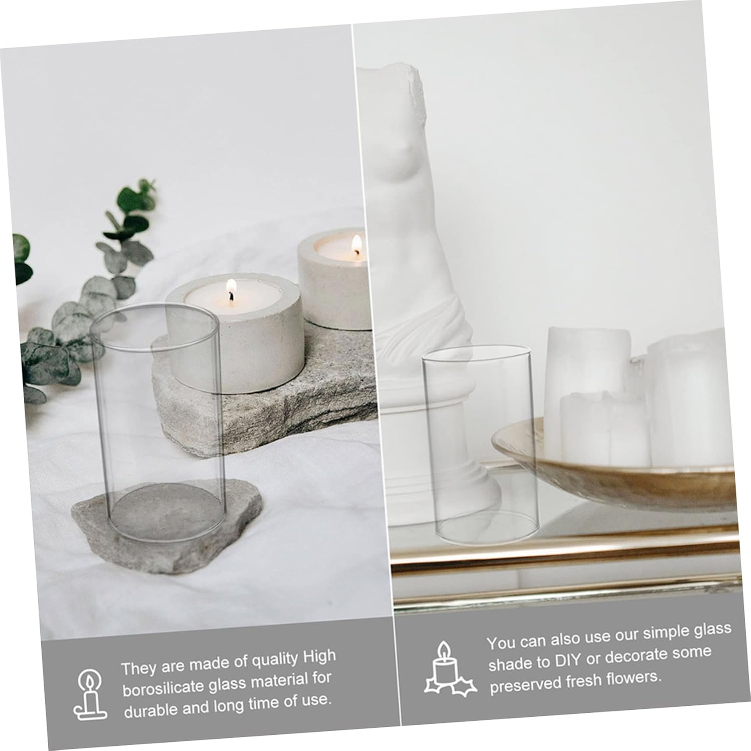Zerodeko 4pcs Glass Candle Hurricane Globes Votive Sleeves