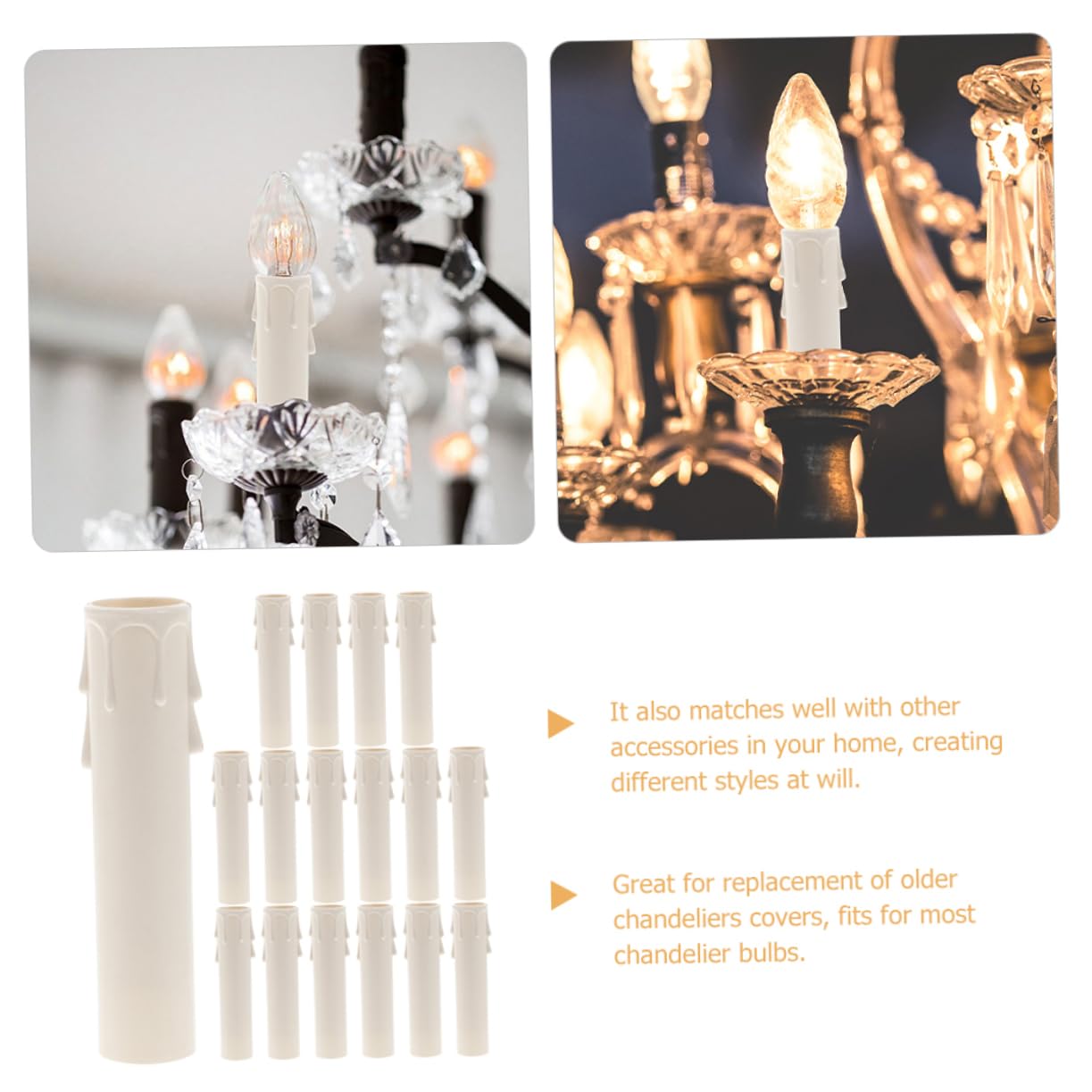 STOBAZA 20pcs Chandelier Light Covers Plastic Candle Sleeves Socket Cover
